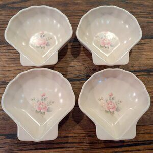 Set of 4 Vintage Pfaltzgraff Tea Rose Shell Shaped 5-1/2"x 5-1/2" Dish